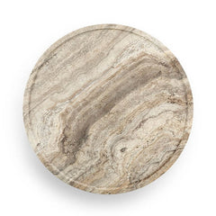 Alo Cylinder Travertine Drum Side Table Silver Travertine