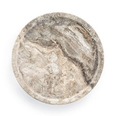 Alo Cylinder Travertine Drum Side Table Silver Travertine