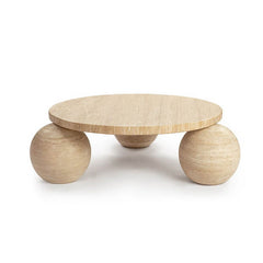 Alfio Rectangle Travertine Dining Table with Cylinder Legs