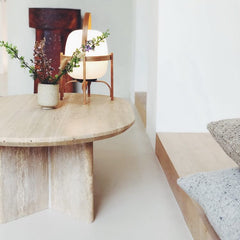 Beige Travertin Coffee Bean Table