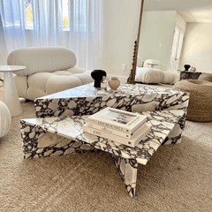 Calacatta Viola  Travertine Marble Triangle 2 Pieces Italian Design Coffee Table