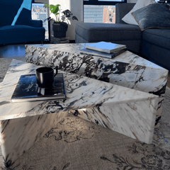 Calacatta Viola  Travertine Marble Triangle 2 Pieces Italian Design Coffee Table
