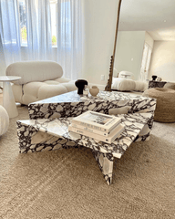 Calacatta Viola  Travertine Marble Triangle 2 Pieces Italian Design Coffee Table