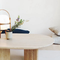 Beige Travertin Coffee Bean Table