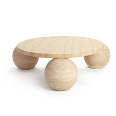 Alfio Rectangle Travertine Dining Table with Cylinder Legs